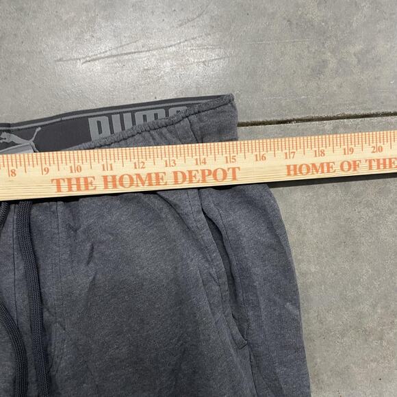 Puma Pants Mens Medium Gray Joggers Sweatpants Tapered Cuffed Embroidered Logo - Picture 2 of 7